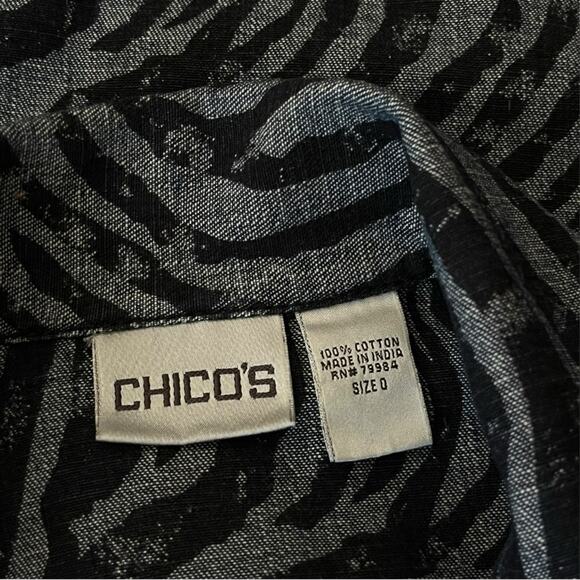 Chico's navy and light blue denim zebra print jacket - Picture 4 of 5